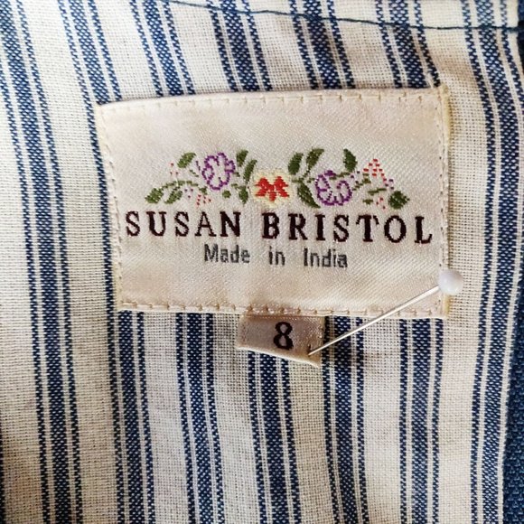 Vintage 1990s Susan Bristol Jumper Dress American Flag Folk Art Cottage Core 8 - Picture 11 of 12